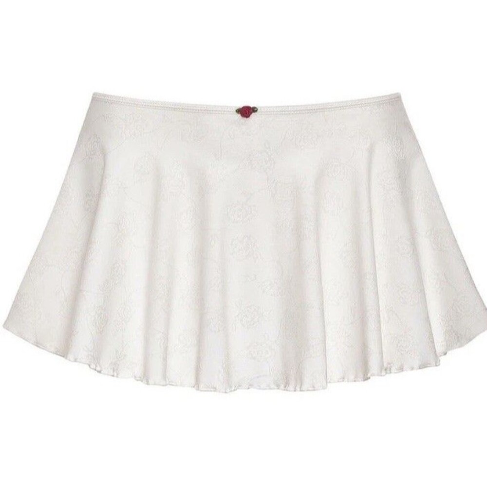 Frankies Bikinis Active XS White‎ Floral Jacquard Swim Cover Up Mini Skirt